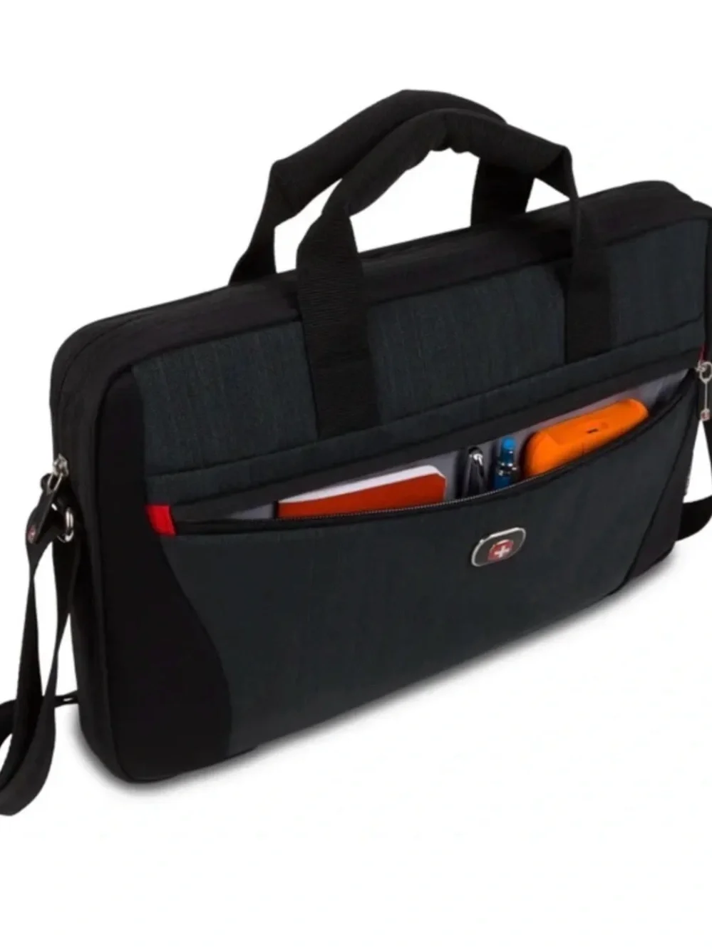SwissGear Black and Red Laptop Briefcase with Shoulder Strap